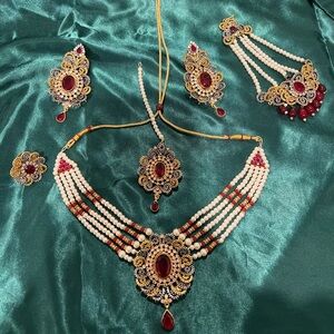Bridal Red & Gold 6 Piece Jewelry Set